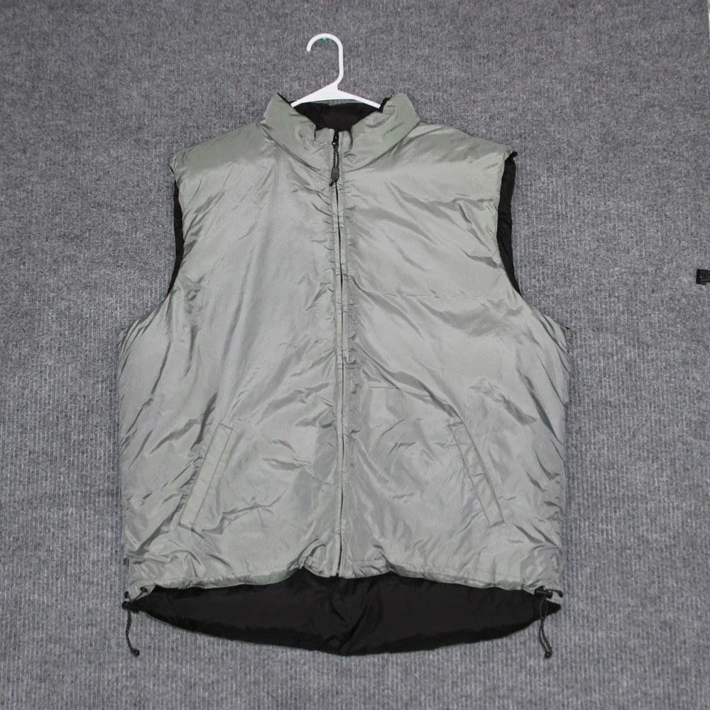 Old Navy Mens Puffer Vest Reversible Gray Black Full Zip‎ Sleeveless Padded XL